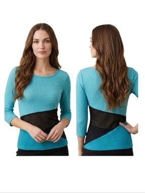 "Cache" (S) Like Brand New! Beautiful Blue & Black Top EXCELLENT CONDITION!